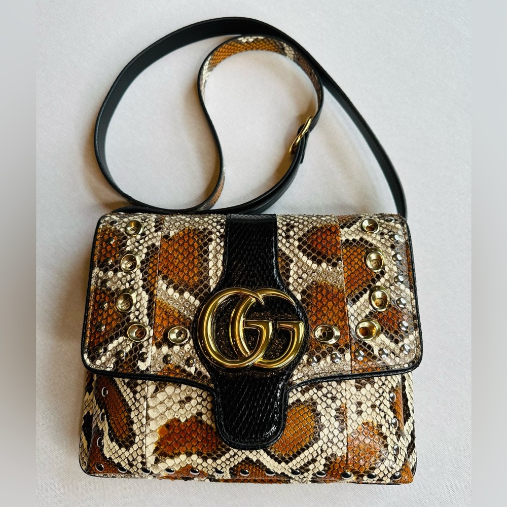 ๐๏ธ๐๏ธ GUCCI ARLI EMBELLISHED PYTHON SHOULDER BAG ๐ฅ๐ฅ RARE ๐ฅ๐ฅ - Picture 4 of 16